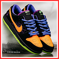 Кросівки зимові жіночі та чоловічі Nike SB Dunk Low Black Orange Purple /кеди Найк СБ Данк чорні оранжеві