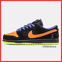 Кроссовки зимние женские и мужские Nike SB Dunk Low Black Orange Purple / кеды Найк СБ Данк черные оранжевые