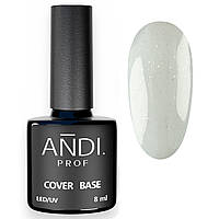 База каучукова камуфлююча під гель лак, Candy color base для нігтів 01 milk opal Andi PROF