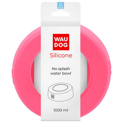 Миска-непроливайка WAUDOG Silicone, 1 л рожевий