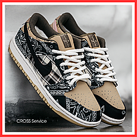 Кросівки зимові жіночі та чоловічі Nike SB SB Dunk Low x Travis Scott Cactus Jack /кеди Найк СБ Данк коричневі