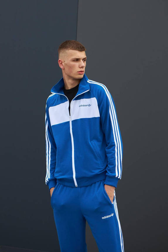 Чоловічий спортивний костюм Adidas на весну-осінь синій яскраві костюми чоловічі стильні модні повсякденні, фото 1