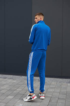 Чоловічий спортивний костюм Adidas на весну-осінь синій яскраві костюми чоловічі стильні модні повсякденні, фото 4