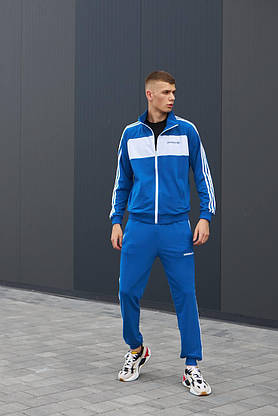 Чоловічий спортивний костюм Adidas на весну-осінь синій яскраві костюми чоловічі стильні модні повсякденні, фото 5