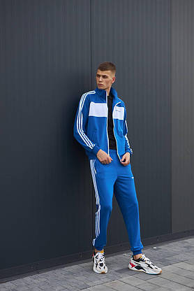 Чоловічий спортивний костюм Adidas на весну-осінь синій яскраві костюми чоловічі стильні модні повсякденні, фото 6