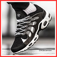 Кроссовки мужские и женские Nike air max TN+ Terrascape black white / Найк аир макс ТН+ плюс черные с белым