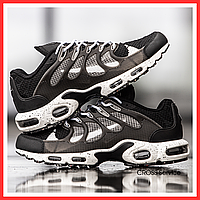 Кроссовки мужские и женские Nike air max TN+ Terrascape black white / Найк аир макс ТН+ плюс черные с белым