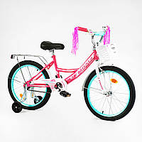 Велосипед 20" дюймів Corso «MAXIS» кошик, прикраси, ручне гальмо, додаткові колеса, зібраний на 75%
