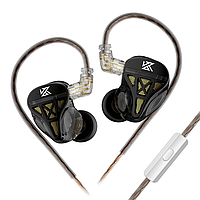 Проводные вакуумные наушники KZ DQS с микрофоном black бюджетные уши с хорошим звуком