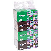 Салфетки бумажные в ПЭТ упаковке трёхслойные "Horoso" в упаковке 4 пачки по 400 листов.