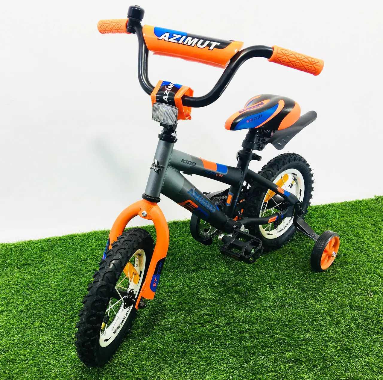 Детский двухколесный велосипед AZIMUT STITCH 12 дюймов, велосипеды для малышей со страховочными колёсиками - фото 3 - id-p2112410878