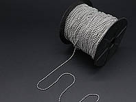 Декоративная Цепочка шариковая на метраж 2 мм Бижутерия цепь для декупажа Фурнитура "Серебро"