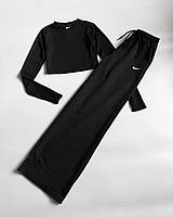 Женский спортивный костюм Ткань: топ - плотный крепдайвинг, джоггеры - качественная двухнить XS/S, Черный
