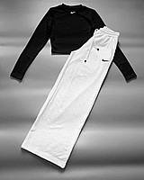 Женский спортивный костюм Ткань: топ - плотный крепдайвинг, джоггеры - качественная двухнить XS/S, Черно-белый