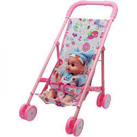 Коляска з пупсом та аксесуарами (рожева)