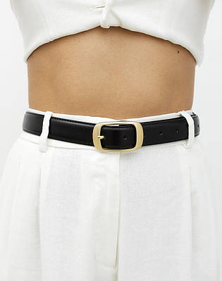 Жіночий шкіряний ремінь класичний у стилі OLD MONEY натуральна шкіра з овальною пряжкою мінімалістичний