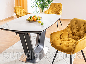Стіл ARMANI CERAMIC білий ефект мармуру/ чорний мат 160(220)X90, фото 3