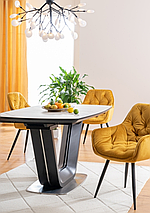 Стіл ARMANI CERAMIC білий ефект мармуру/ чорний мат 160(220)X90, фото 4