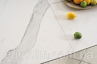 Стіл ARMANI CERAMIC білий ефект мармуру/ чорний мат 160(220)X90, фото 5