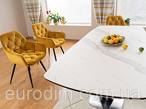 Стіл ARMANI CERAMIC білий ефект мармуру/ чорний мат 160(220)X90, фото 6