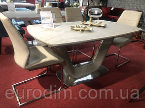 Стіл ARMANI CERAMIC сірий ефект мармуру / сірий мат 160(220)X90, фото 4