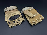 Перчатки тактические Combat с открытыми пальцами и кастетом для военнослужащих, размер L, хаки