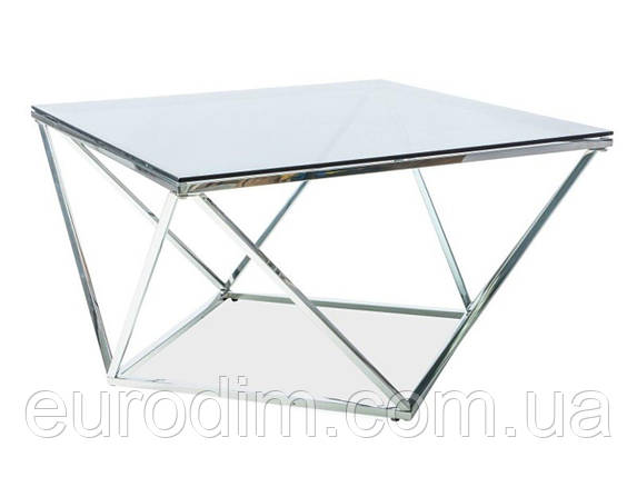 Журнальний столик SILVER A димчасте скло/срібло 80X80, фото 1