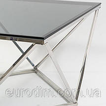 Журнальний столик SILVER A димчасте скло/срібло 80X80, фото 6