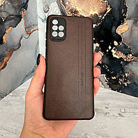Чехол коричневый с защитой камеры для Samsung Galaxy А51 накладка кожаная для самсунг галакси а51