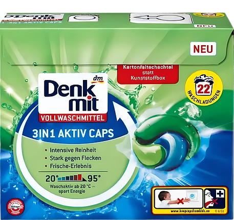 Капсули для прання Denkmit Activ 3-в-1 для білого, фото 1