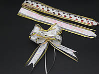 Подарункові банти на затяжках зі стрічки красивий Колір білий. 6х14 см