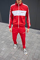 Мужской спортивный костюм Adidas Весна Осень красного цвета на молнии повседневный с лампасами