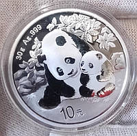 Серебряная монета Панда 2024, Китай, серебро 30 грамм 999 пробы