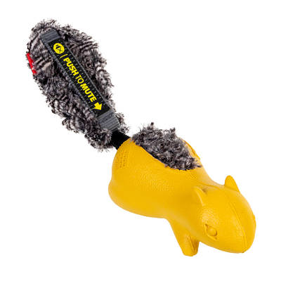 Іграшка для собак Белка з вимикною пискавкою, жовтий GiGwi Push to mute, гума, штучне хутро, 30 см