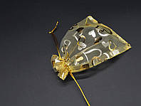 Мешочки для подарков из органзы прозрачные с узорами Цвет золотое сердце. 10х14см
