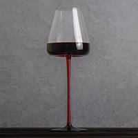 Набор высоких бокалов 2 шт для вина 550 мл «Совиньон» прозрачный с красной ножкой