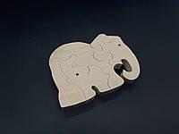 Пазл для дітей ручної роботи у вигляді тварини "Слоники" з натурального матеріалу