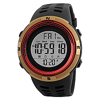 Мужские спортивные наручные часы Skmei 1251 Amigo II (Золотистый с красным)