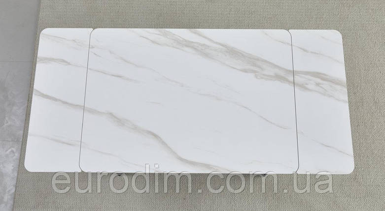 Стіл MADRID CERAMIC 140(200)*85 білий глянець/чорний каркас, фото 3