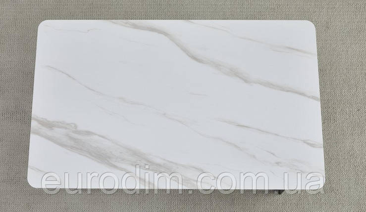 Стіл MADRID CERAMIC 140(200)*85 білий глянець/чорний каркас, фото 4