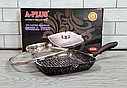 Сковорода — гриль із мармуровим покриттям 24 см A-Plus GP-1496 / Сковорідка з литого алюмінію, фото 5