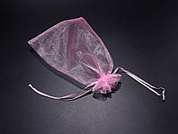 Подарочные красивые мешочки из органзы для украшений Цвет светло-розовый. 17х23см