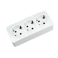 Потрійна розетка із заземленням біла POWER MAX-3е