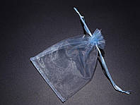 Мешочек из органзы подарочный на завязках красивый Цвет голубой. 11х16см