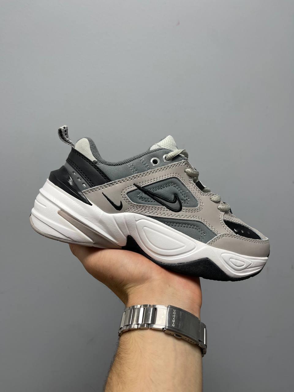 Жіночі кросівки Nike M2K Tekno шкіряні сірі Найк М2К Текно весняні осінні