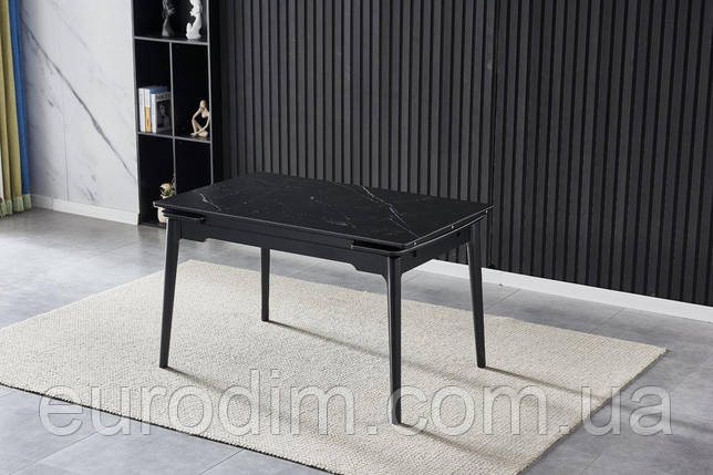 Стіл BONN CERAMIC 130(180)*80 чорний мат/чорний каркас, фото 3