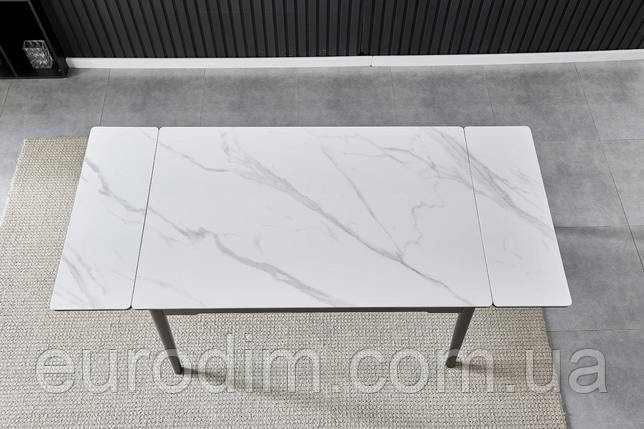 Стіл BONN II CERAMIC 140(200)*90 білий глянець/чорний каркас, фото 2