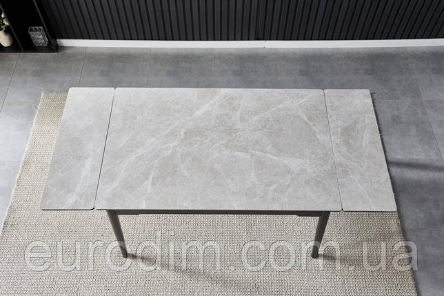Стіл BONN II CERAMIC 140(200)*90 сірий глянець/чорний каркас, фото 3