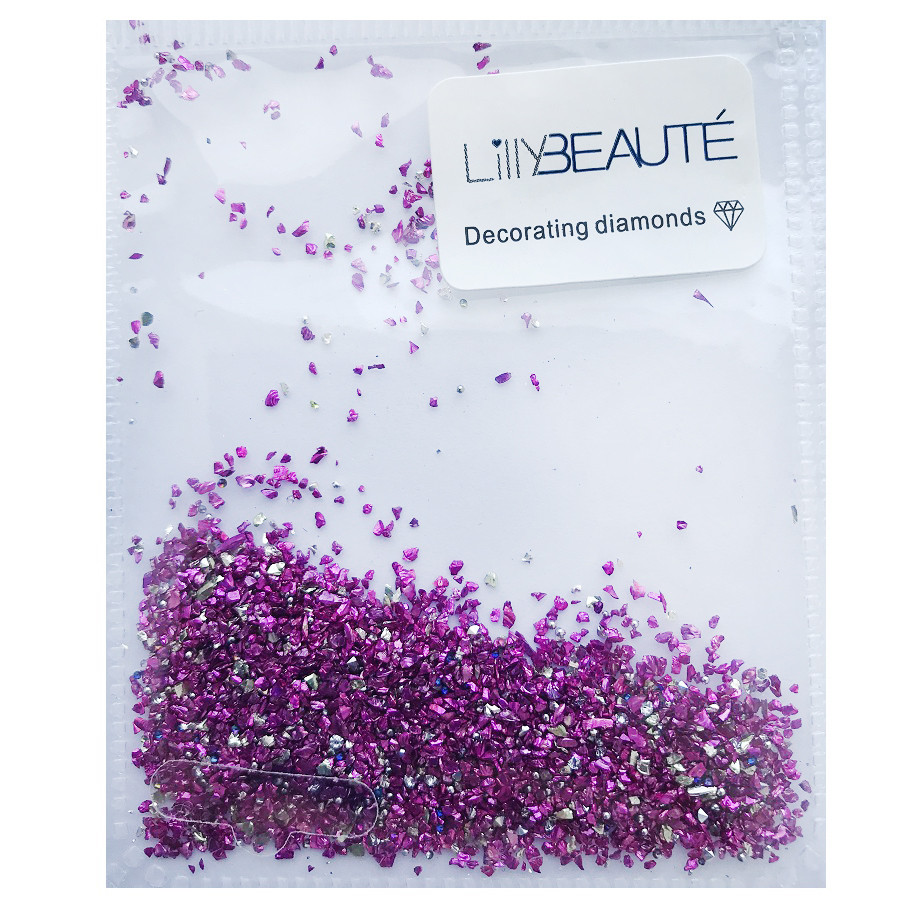 Стружка для дизайну нігтів Lilly Beaute Decorating diamonds, малинова, фото 1