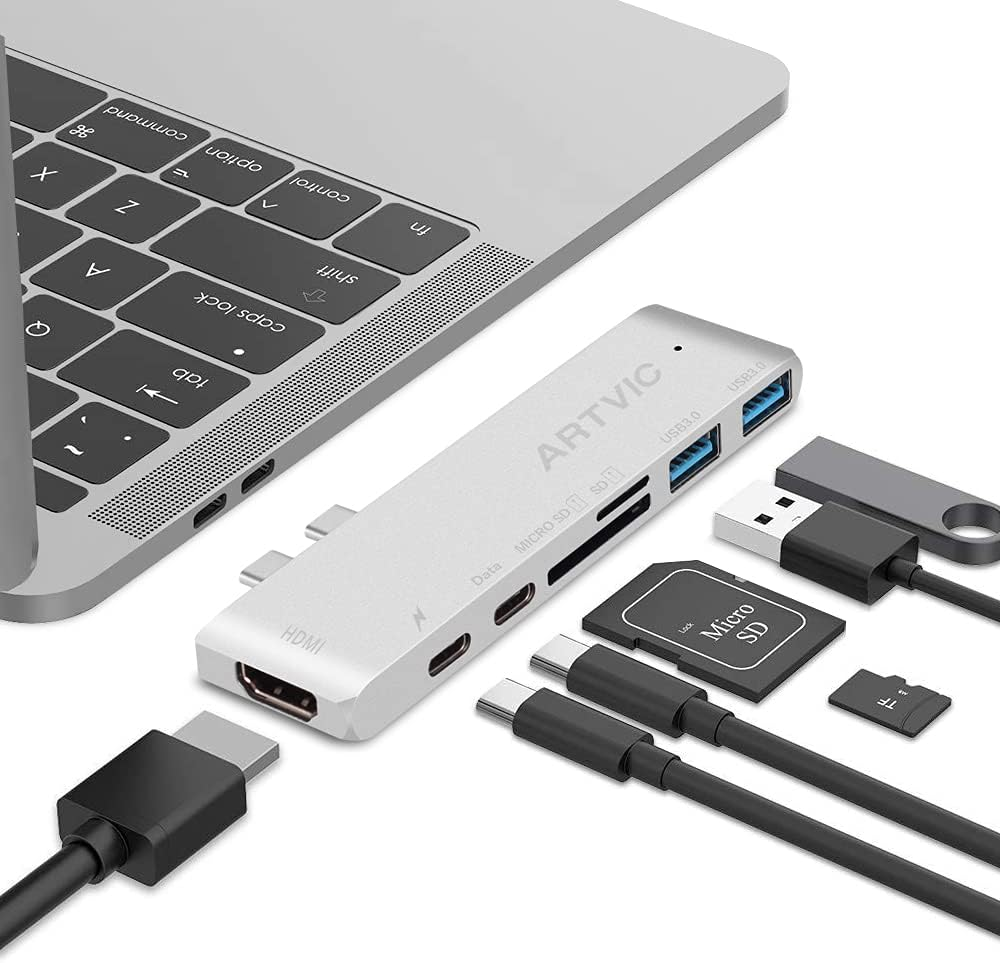 Адаптер USB C ARTVIC для MacBook Air/Pro M1: концентратор 7 в 1, Thunderbolt 3, 87 Вт живлення, HDMI 4K @ 30 Гц,